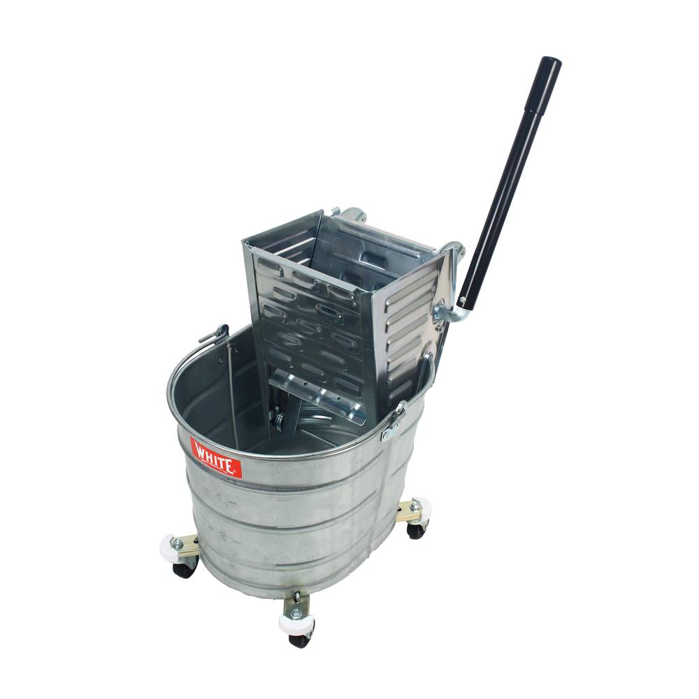 2) 30 Qt. Mop Buckets w/Wringer, Downward Press & Metal Support