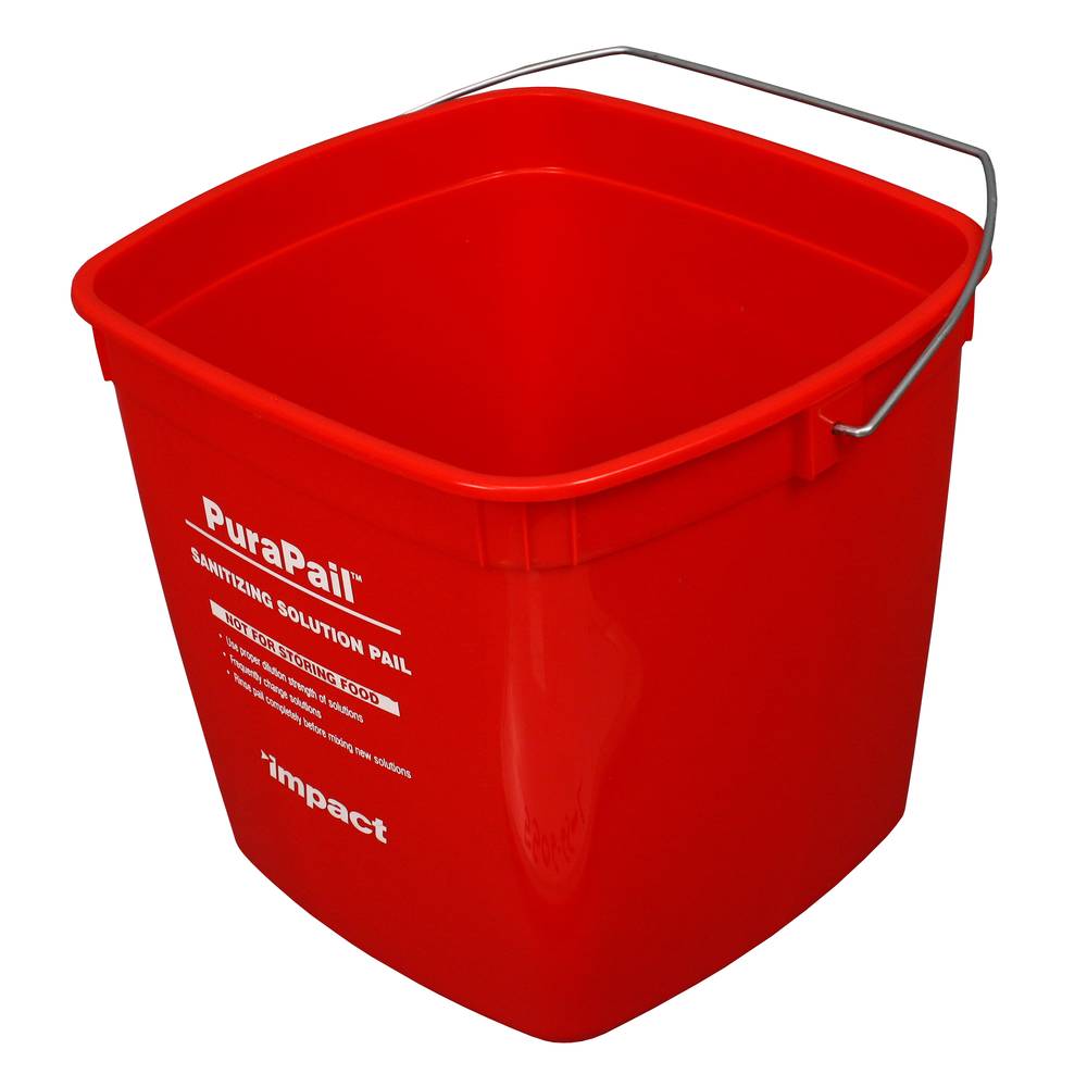 HUBERT Sanitizing Utility Bucket 6 qt Red Plastic - 8 L x 8 W x 7 1/2 H  