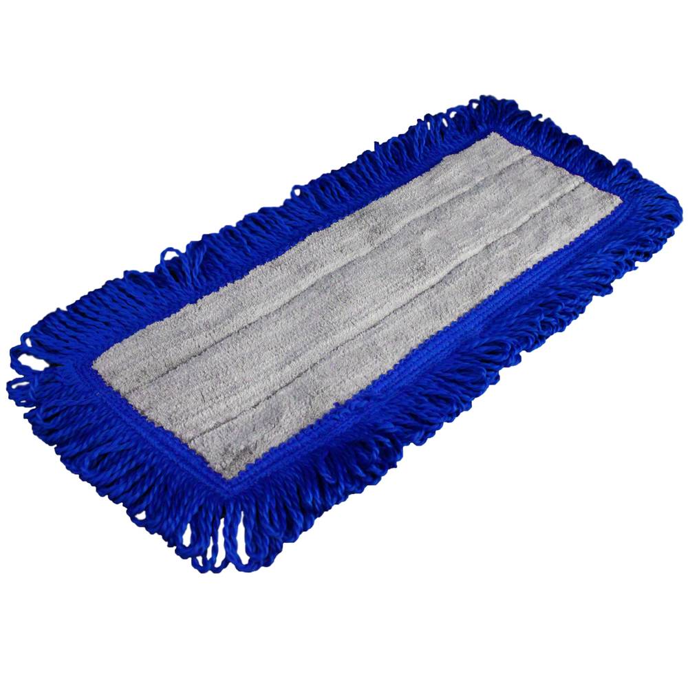 3 Bags of 12 Impact LFCB48 Fringe Dry/Dust Mop Microfiber Pad Gray/Blue 48 Length Canvas Back 